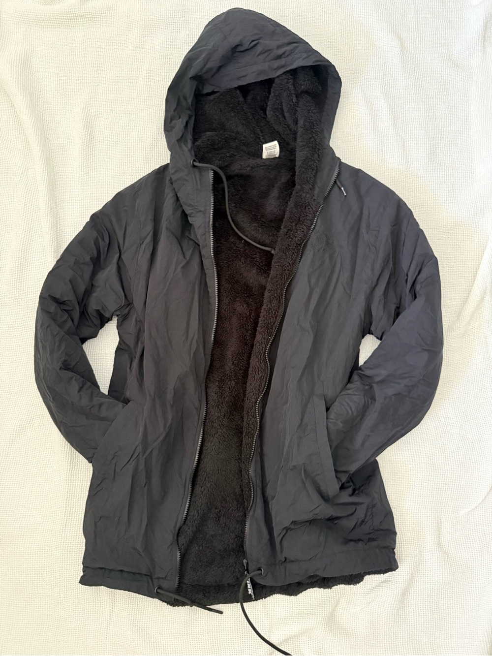 PINK Victoria's Secret Black Hooded Teddy-Lined Jacket